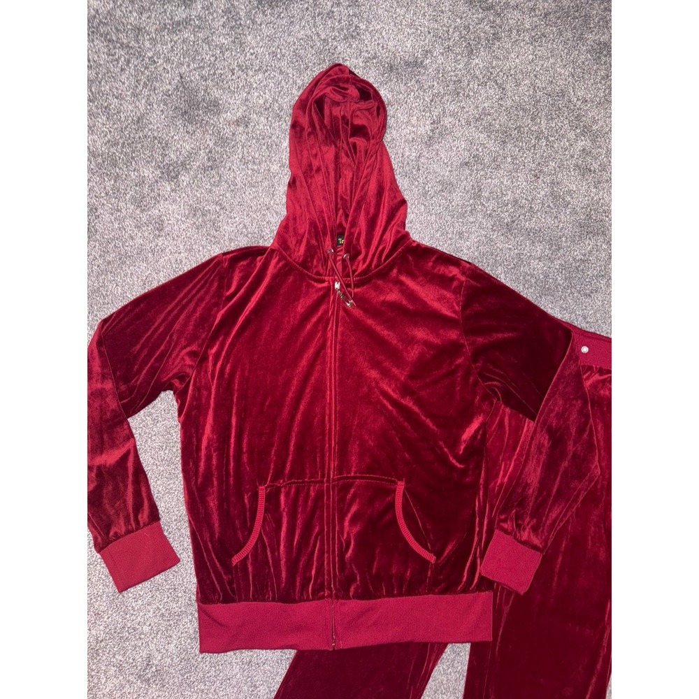 Women's Red Velour / Velvet Tracksuit Set - Size Large - Picture 2 of 12
